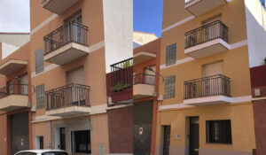 antes y despues de reparacion y pintado de fachada